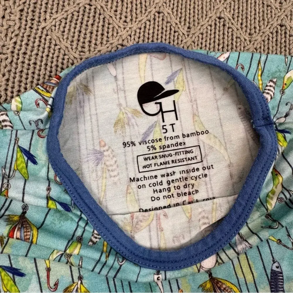 George Hats Kids Blue Fly Fishing Print Pajama Set ~ 5T